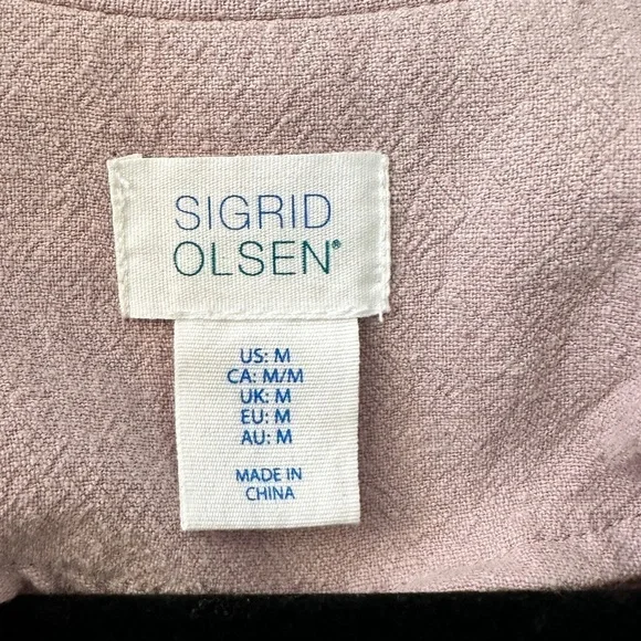 Sigrid Olsen Linen Blend Duster Coat Soft Blush Lightweight Jacket Size M - Picture 9 of 13